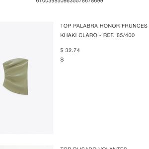 Zara Khaki Asymmetrical Tube Top Blouse